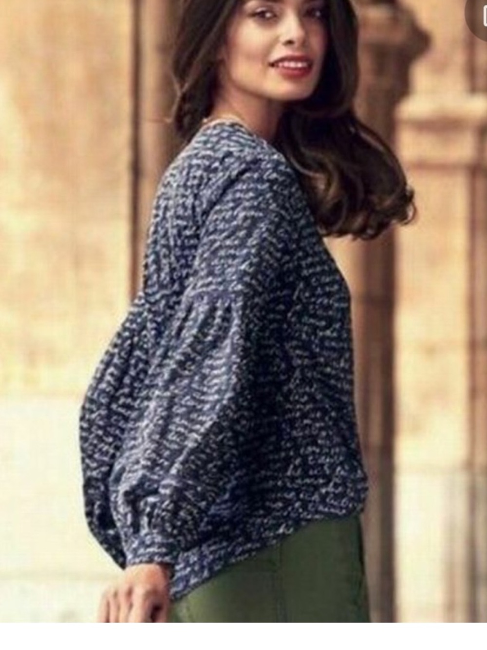 CAbi Te Amo Navy Blue LOVE Print Top